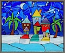 Starry Night Mosaic Stained Glass Window