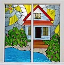 Sunny Rugosa Mosaic Stained Glass Window