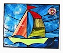 Sail Boat Mosaic Stained Glass Window
