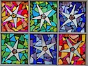 Six Star Mosaic Stained Glass Window